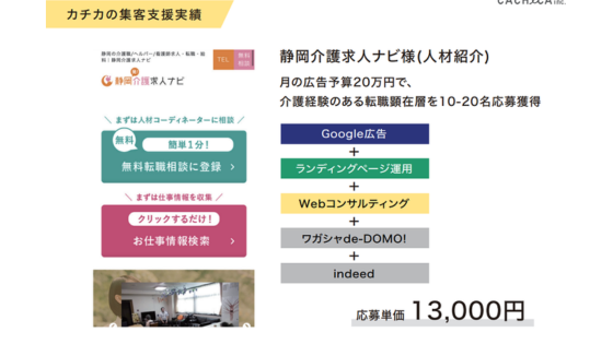 カチカの集客支援実績（介護職）